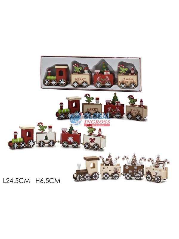 TRENINO LEGNO NATALE 24cm