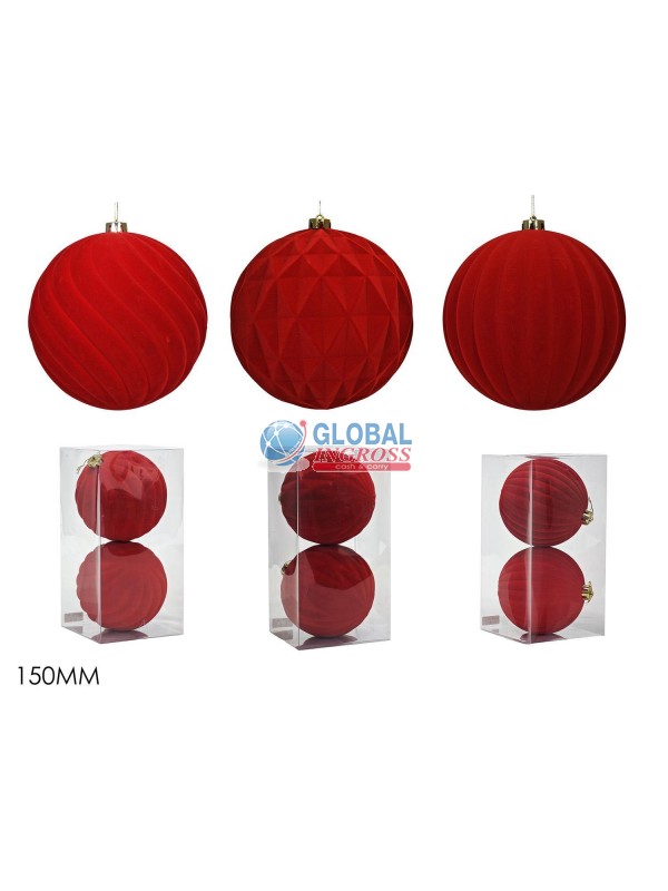 PALLE VELLUTO ROSSE 2pz15cm
