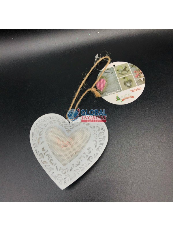 CUORE METALLO C/JUTA BIANCO