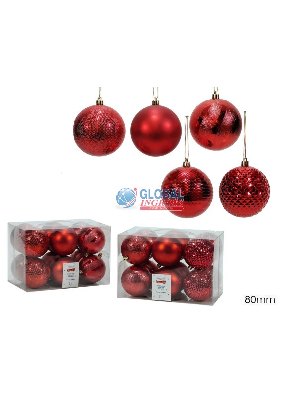 PALLE ROSSO 8cm 12pz