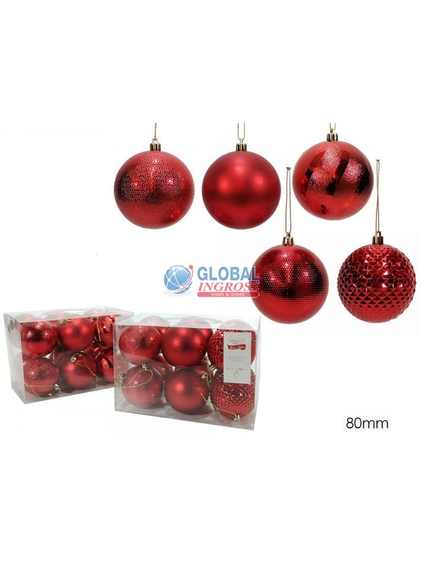 PALLE ROSSO 8cm 12pz