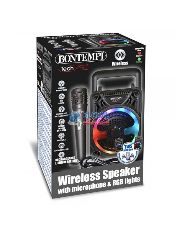 BONTEMPI TECH CASSA C/LUCI RGB E MICROFONO WIRELESS