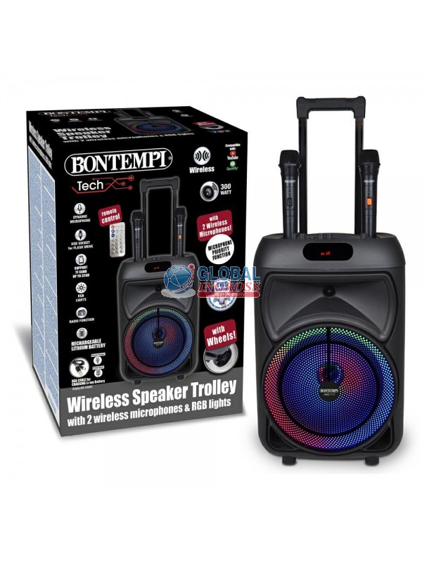BONTEMPI TECH CASSA TROLLEY C/2 MICROFONI WIRELESS