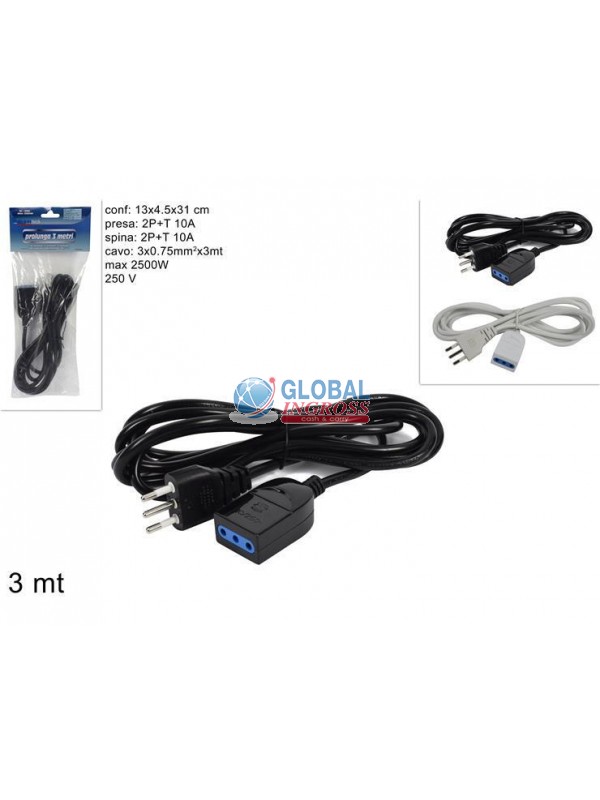PROLUNGA 3mt SPINA/PRESA 10A
