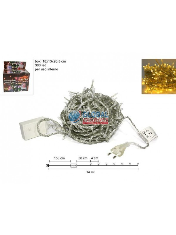 MINILED 300 BIANCO CALDO CAVO TRASPARENTE