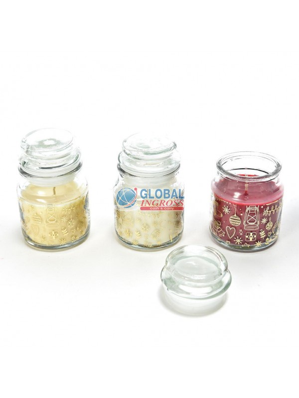 CANDELA NATALE IN BARATTOLO VETRO 70gr 8cm