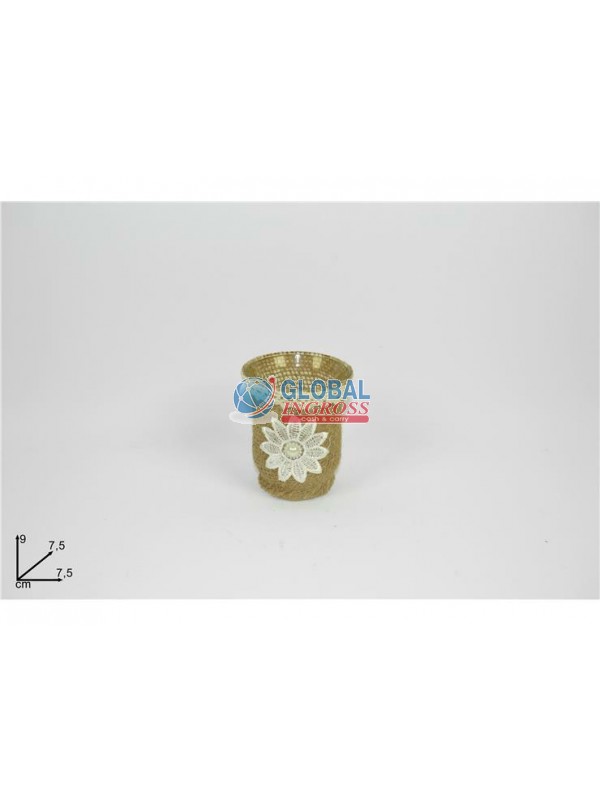 BICCHIERINO JUTA/MERLETTO 9cm