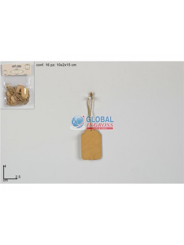 APPENDINI 16 ETICHETTE 4x2cm LEGNO NATURALE