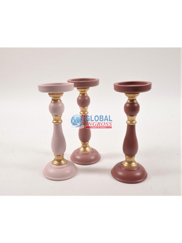 PORTACANDELA LEGNO 26cmROSA ASS.