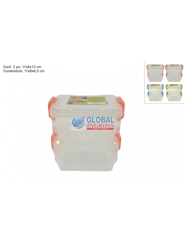 CONTENITORI 2pz C/COPERCHIO 13x8x11