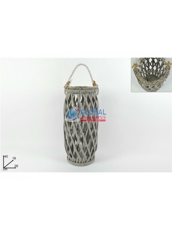 LANTERNA VIMINI GRIGIO 40cm