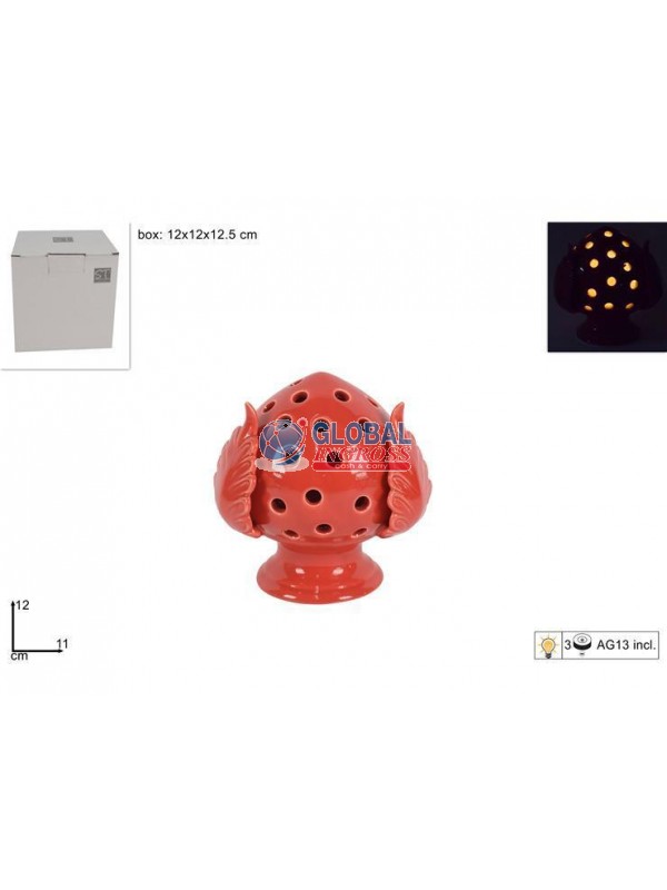 PUMO C/LUCE 12cm ROSSO TRAFORATO