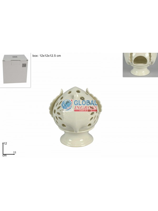 PUMO T-LIGHT 12cm BIANCO INTARSIATO