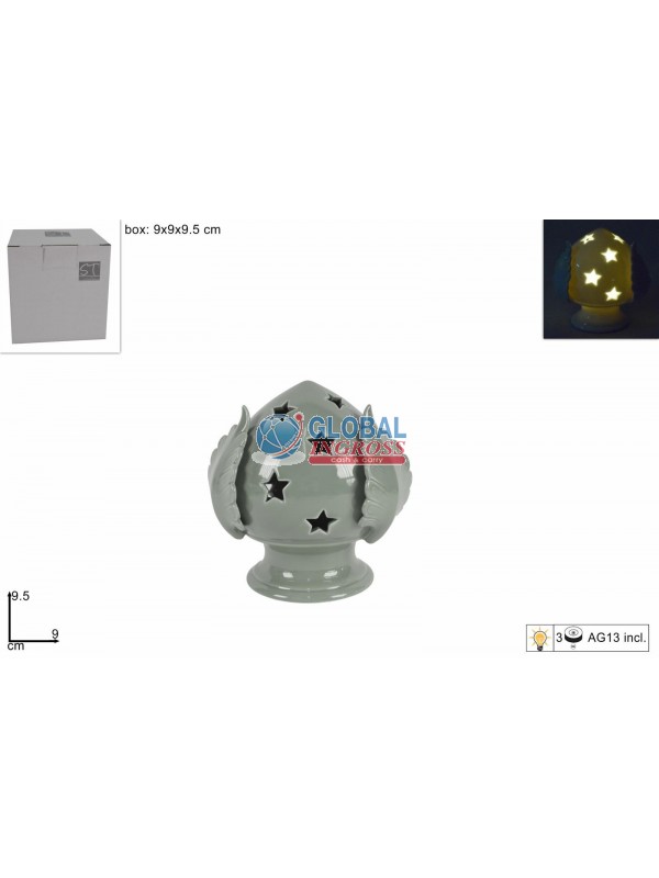 PUMO C/LUCE 9,5cm GRIGIO C/STELLE
