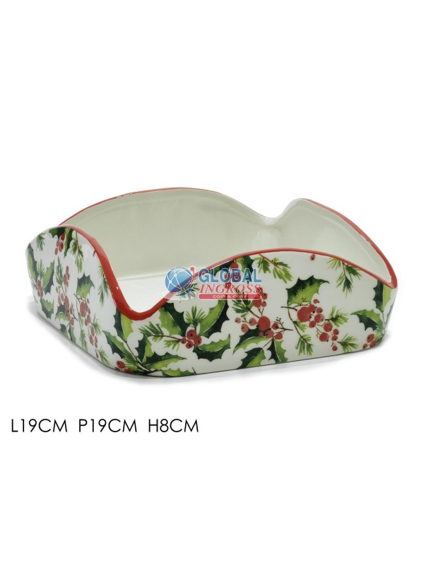 PORTATOVAGLIOLI DECORO AGRIFOGLIO 19x19cm