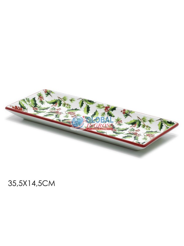 VASSOIO DECORO AGRIFOGLIO 35x15cm