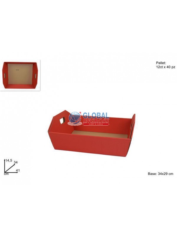 CESTA CARTONE C/MANIGLIA ROSSA 34x29