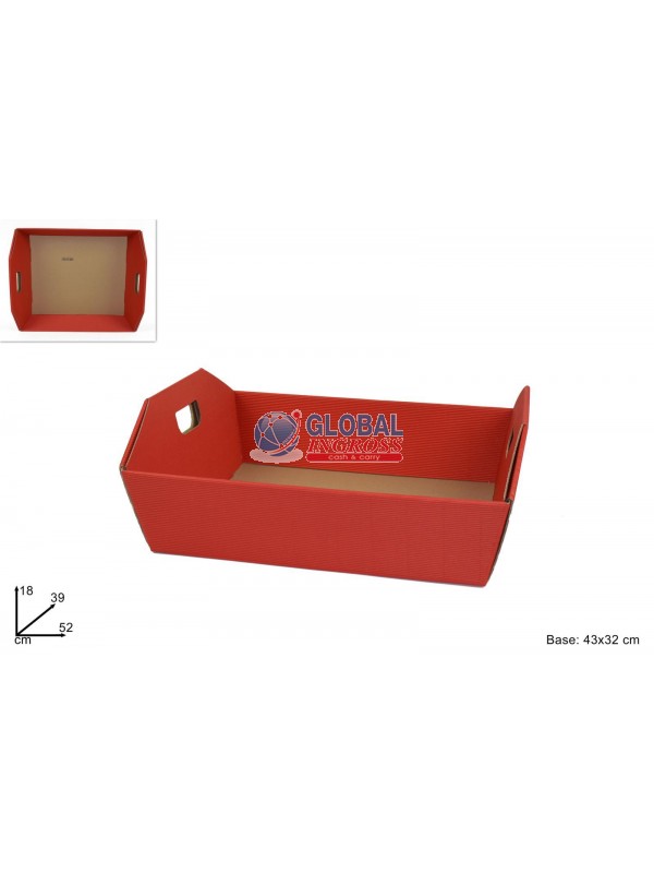 CESTA C/MANIGLIA ROSSA 43x32 CARTONE