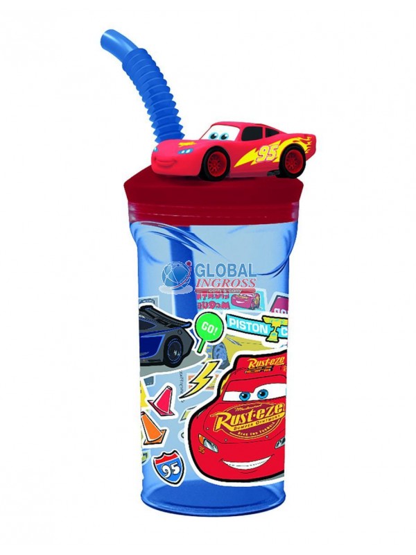 BICCHIERE 3D C/CANNUCCIA CARS 360ml ECOZEN
