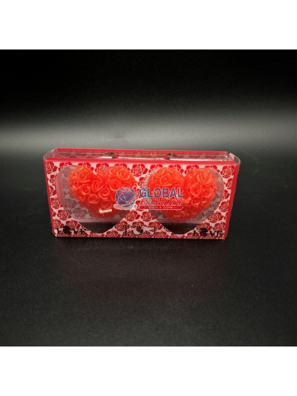 CANDELA CUORE ROSE 2pz