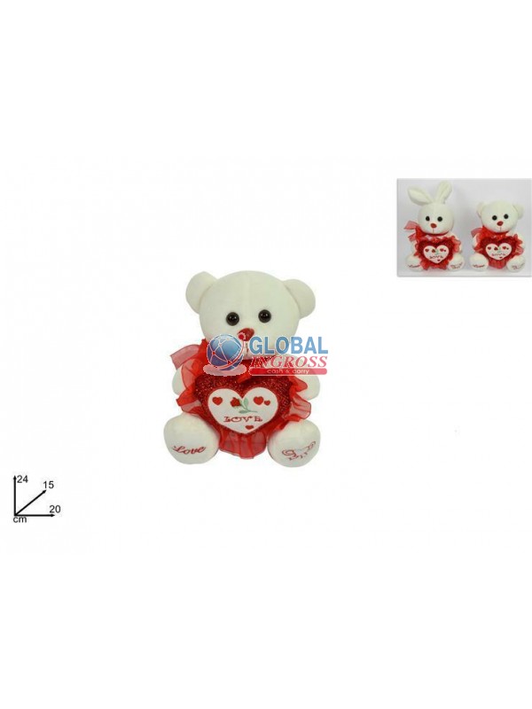 PELUCHE CONIGLIO ORSO C/CUORE