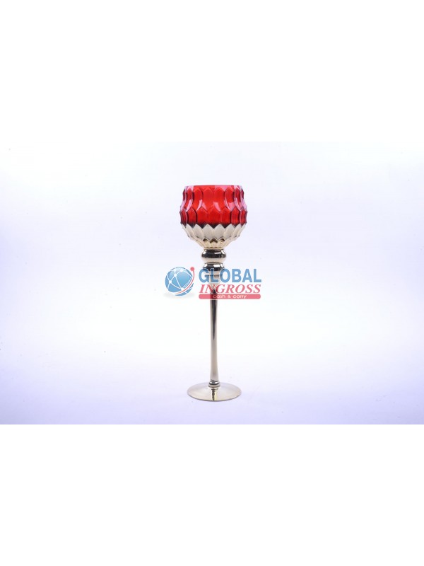 CALICE PORTACANDELA ORO/ROSSO 40cm