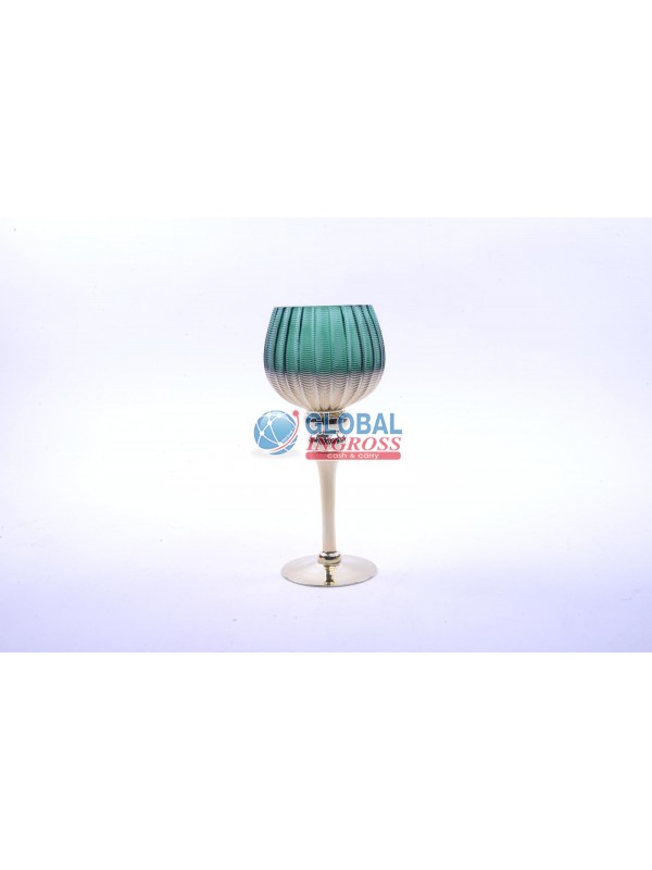 PORTACANDELA CALICE ORO/VERDE 30cm