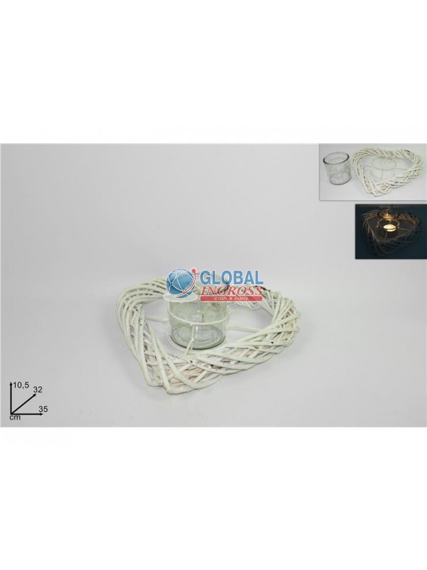 PORTACANDELA CUORE 35cmBIANCO