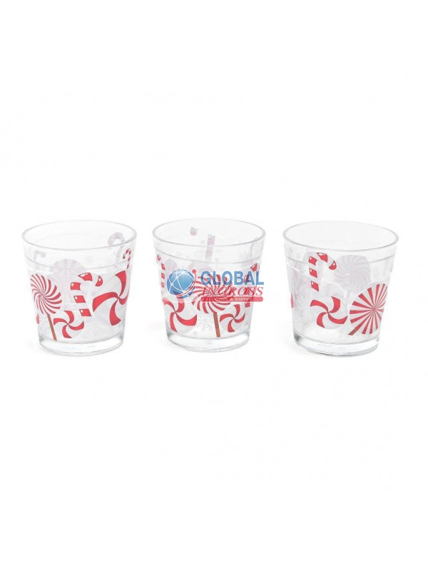 BICCHIERI NATALE VETRO CANDY 6pz