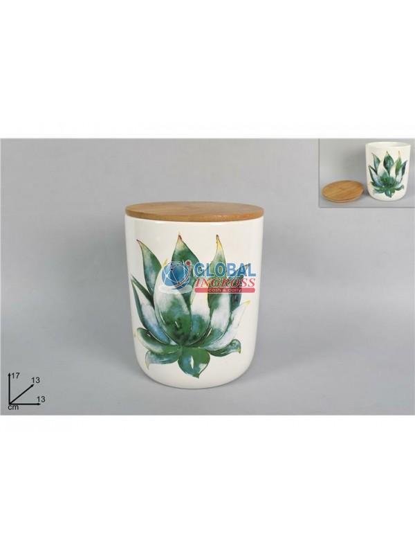 BARATTOLO CERAMICA FOGLIE 17cm