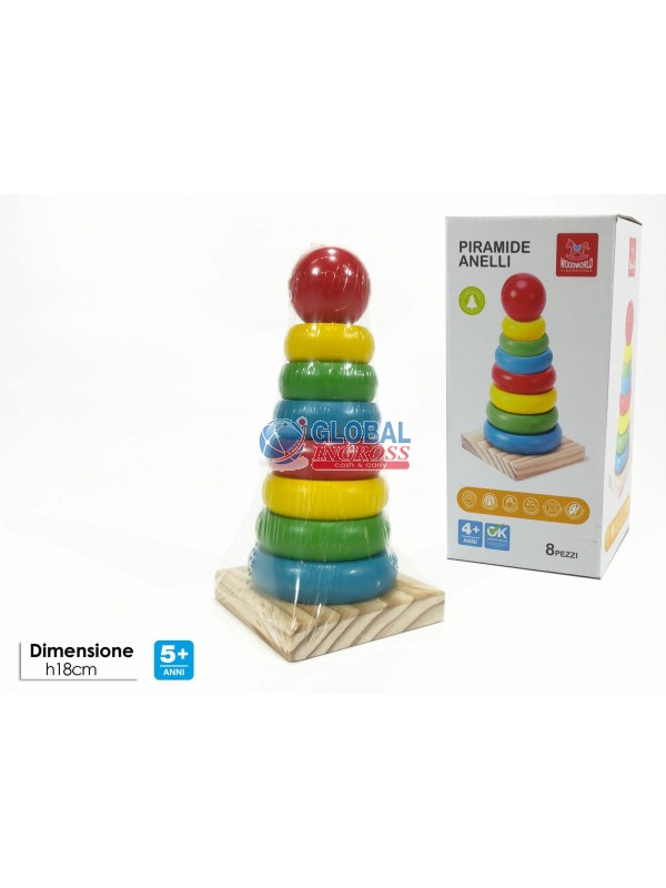 GIOCO PIRAMIDE 8 ANELLILEGNO