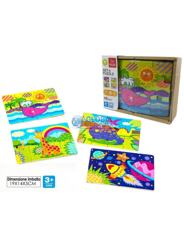 SET 4 PUZZLE LEGNO 48pz