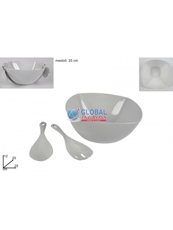 INSALATIERA ACRILICO BIANCO C/MESTOLI