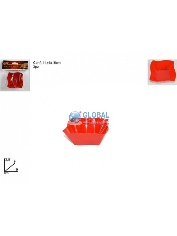 COPPETTA PL.ROSSO ONDA 3pz