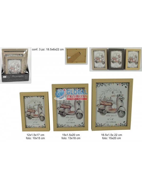 CORNICI LEGNO SET 3 MISURE