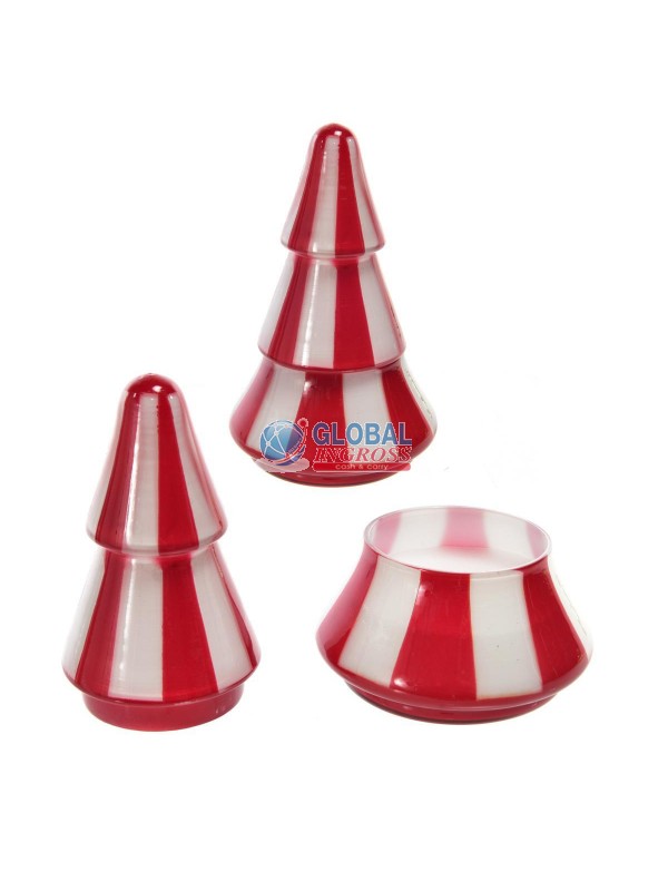 CANDELA PROFUMATA IN COFANETTO ALBERO VETRO 10cm BIANCO/ROSSO