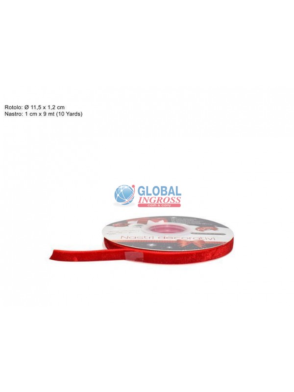 NASTRO VELLUTO ROSSO cm1x9mt