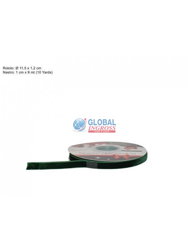 NASTRO VELLUTO VERDE cm1x9mt