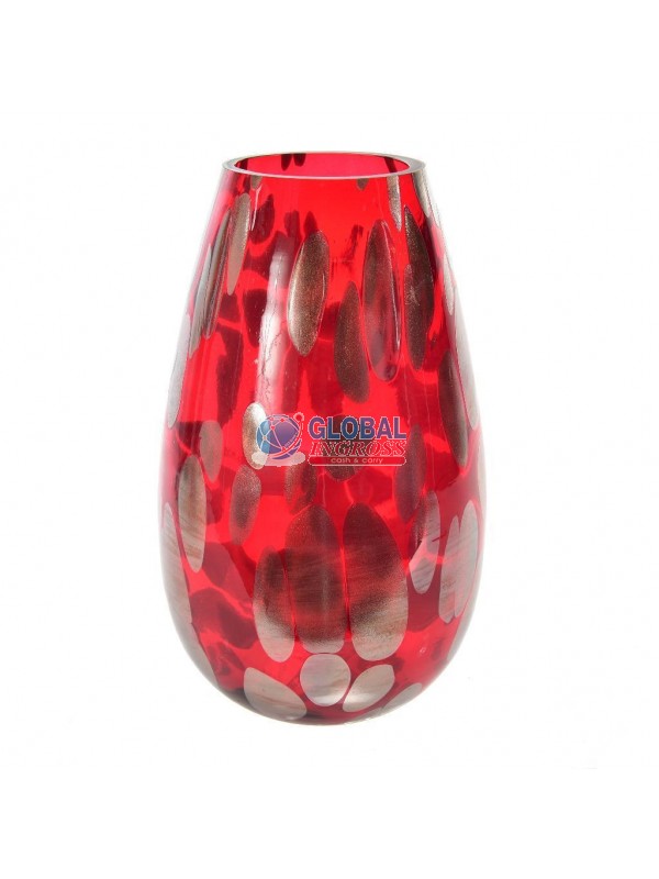VASO VETRO DECORATO H.28cm D.17cm