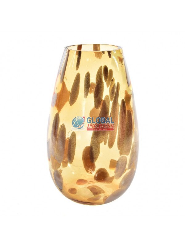 VASO VETRO DECORATO H.28cm D.17cm