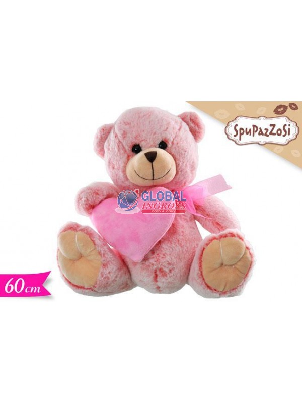 PELUCHE ORSO ROSA C/CUORE 60cm