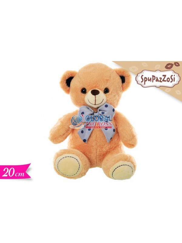 PELUCHE ORSO C/FIOCCO CELESTE POIS 20cm