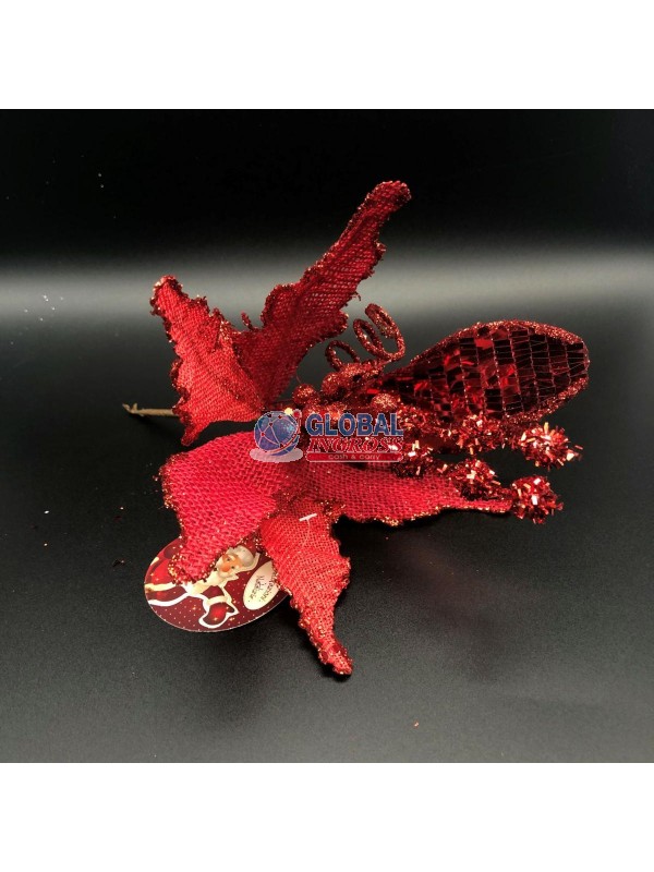 SPILLONE JUTA FOGLIA LAMINATA ROSSO