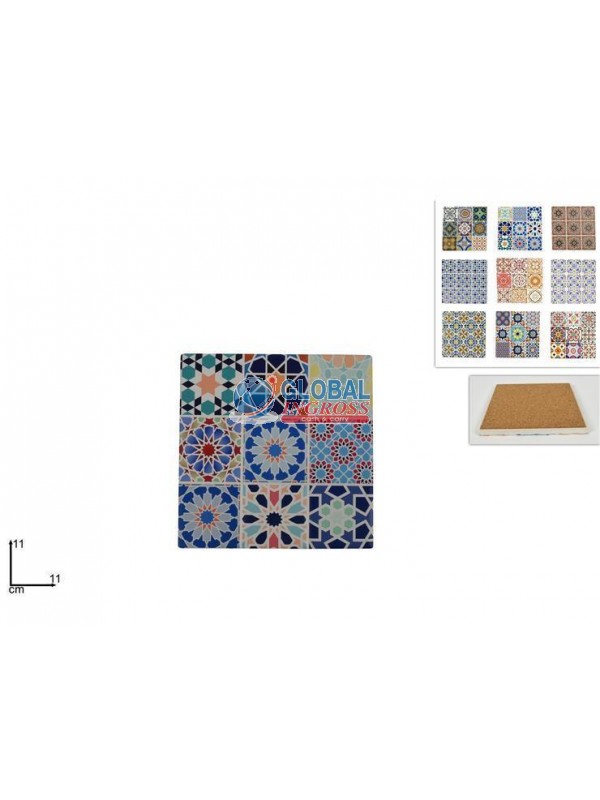 SOTTOBICCHIERE QUADRATO11cm BASE SUGHERO