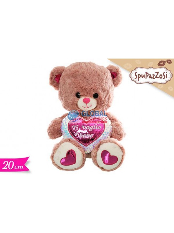 PELUCHE ORSO C/CUORE ROSA TVB 20cm