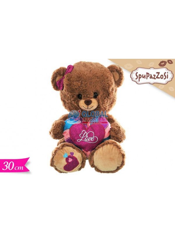 PELUCHE ORSO C/CUORE GLAM 30cm