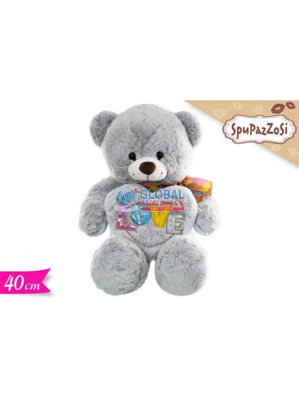 PELUCHE ORSETTO GRIGIO C/CUORE LOVE 40cm