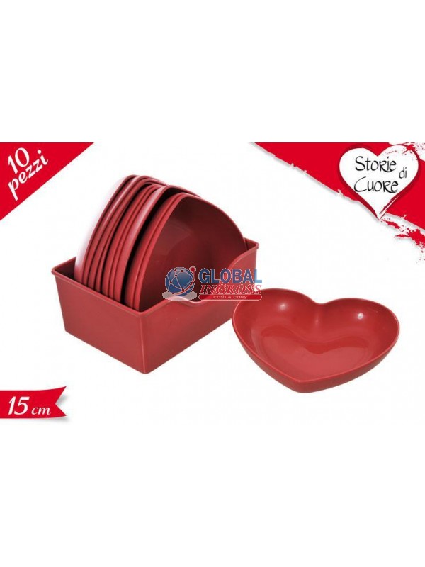 SET 10 PIATTINI CUORE 15cm