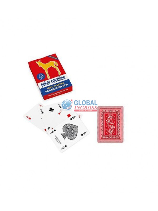 CARTE POKER CAVALLINO ORO ROSSE PLASTICA