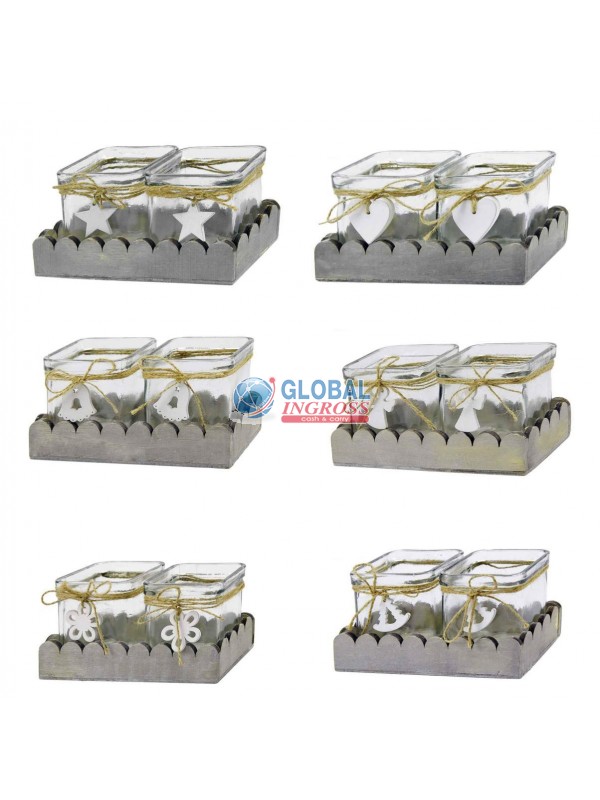 P/CANDELA BASE LEGNO GRIGIO